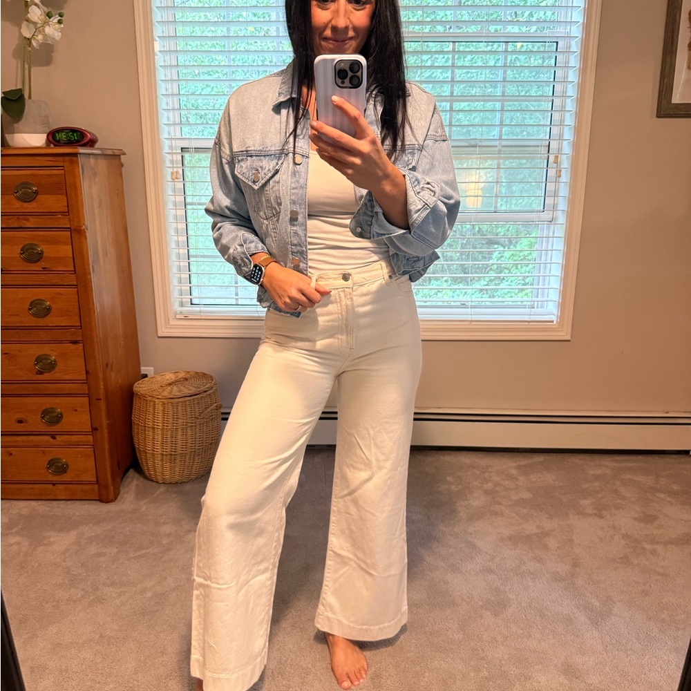 Everlane Cream Wide Leg Jeans